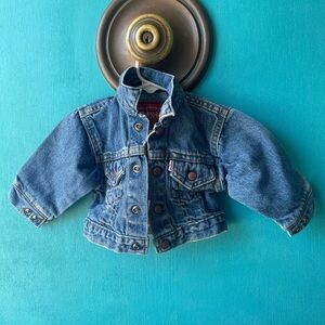 Vtg 90s Little Levi's Denim Trucker Jacket Size 9M Made in USA 715 Code